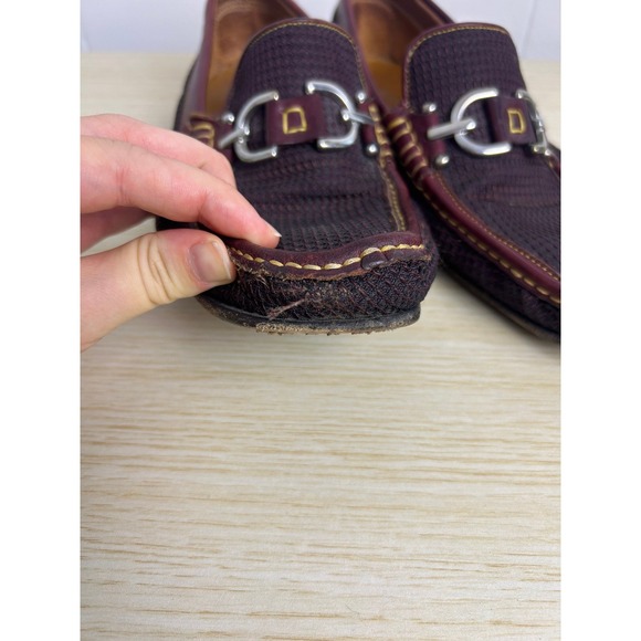 Donald Pliner Dacio Mens 9 Loafers Burgundy Mesh Buckle Driving Shoes classic - Picture 6 of 10